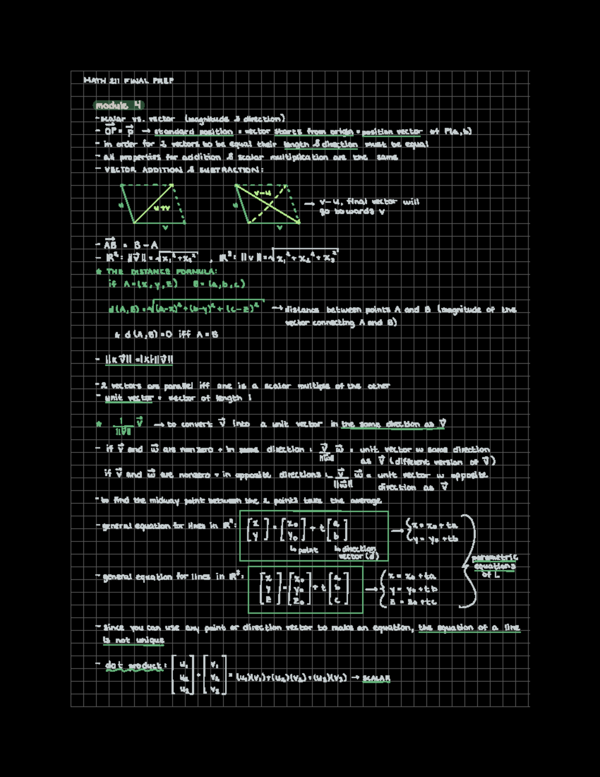Final Review Notes (modules 4-7) - MATH 211 FINAL PREP module 4 scalar ...