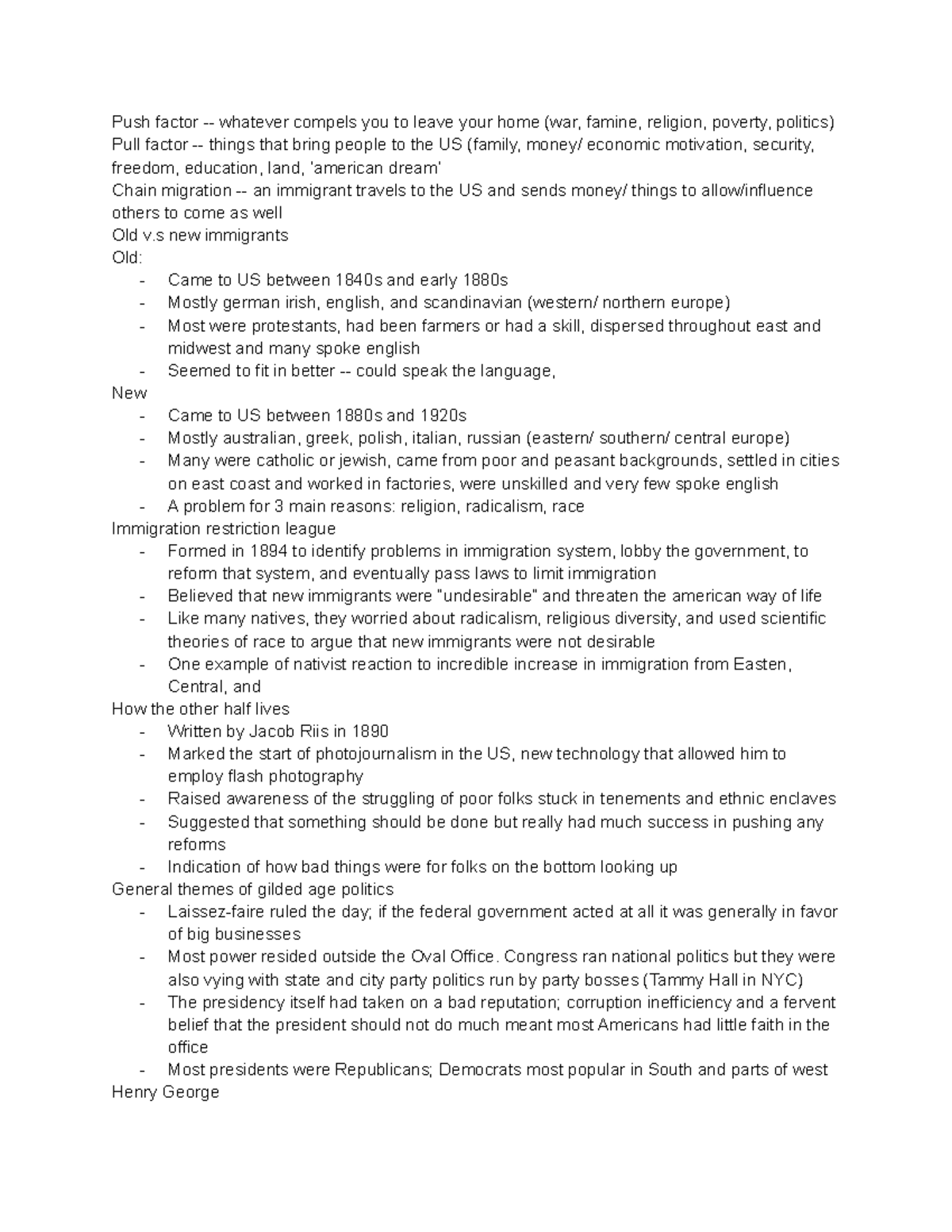 The melting pot History 151 Push factor whatever compels you to leave your home (war