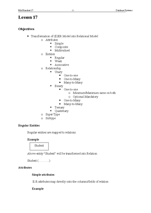 ERD case Study Handout 14 - MA/Handout 14 - 1 - Database Systems Lesson ...