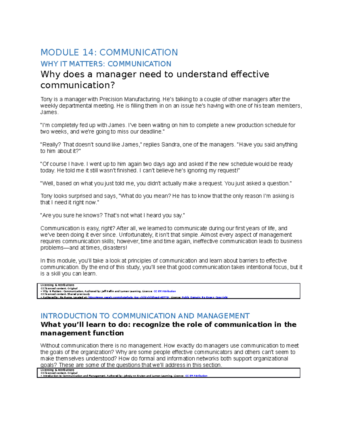 Chapter 14 Notes MODULE 14 COMMUNICATION WHY IT MATTERS