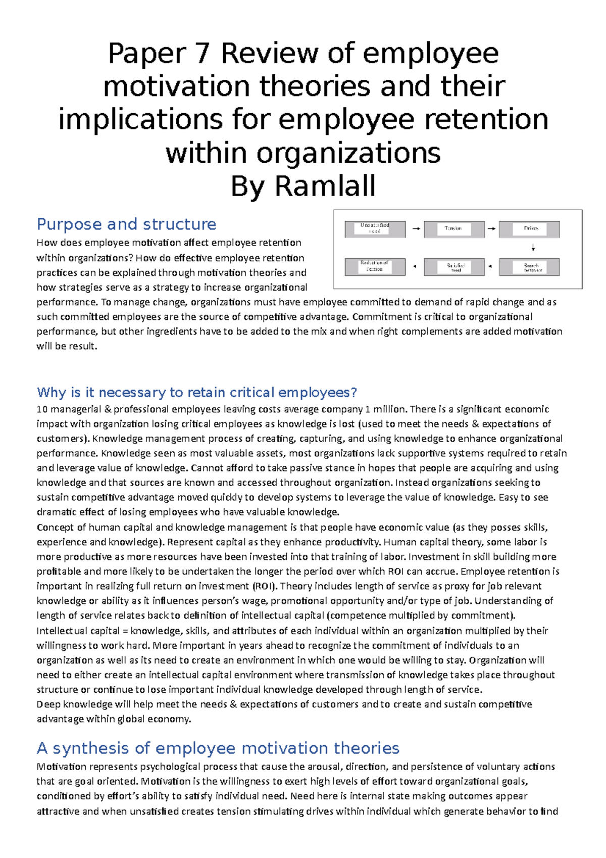 a review of employee motivation theories and their implications