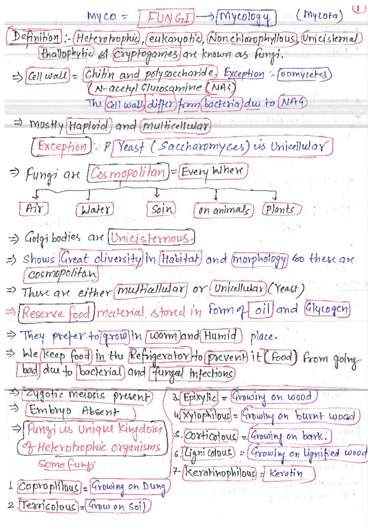 Fungi 1 - Written - 1 Myco FUNGI Mycology (mycota) Definition ...