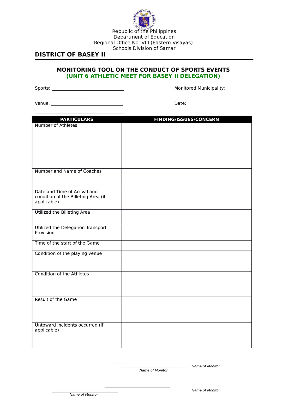 Monitoring Tool for Sports Event - Republic of the Philippines ...