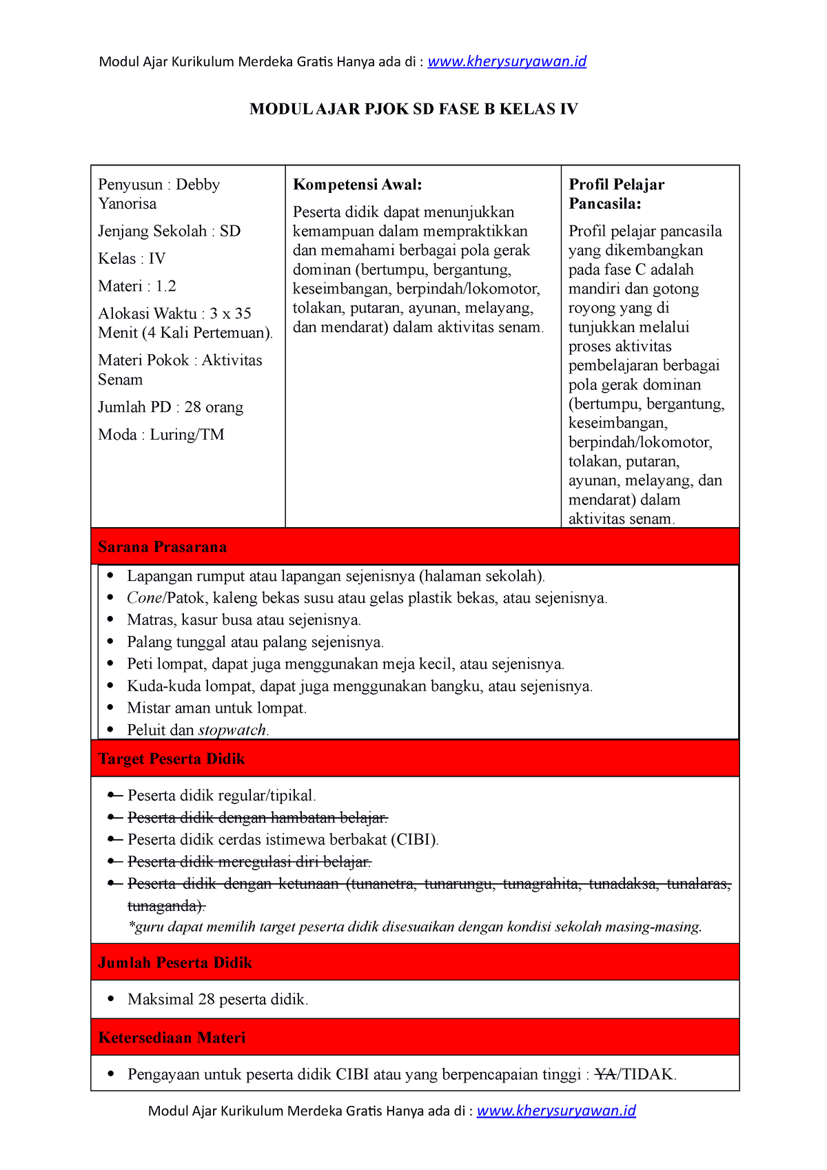 PJOK SD Aktivitas Senam Fase B Kelas 4 - Www - MODUL AJAR PJOK SD FASE ...