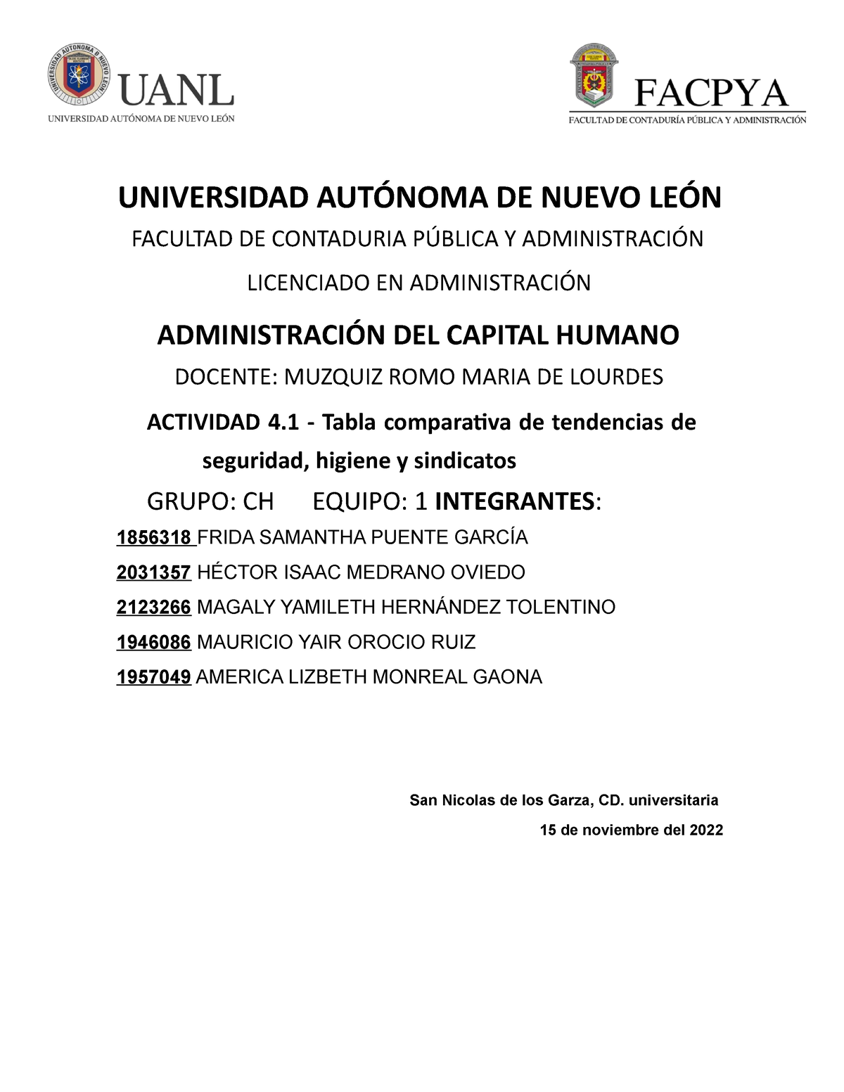 ACT 4.1 Capital - Tabla Comparativa De Tendencias De Seguridad, Higiene ...