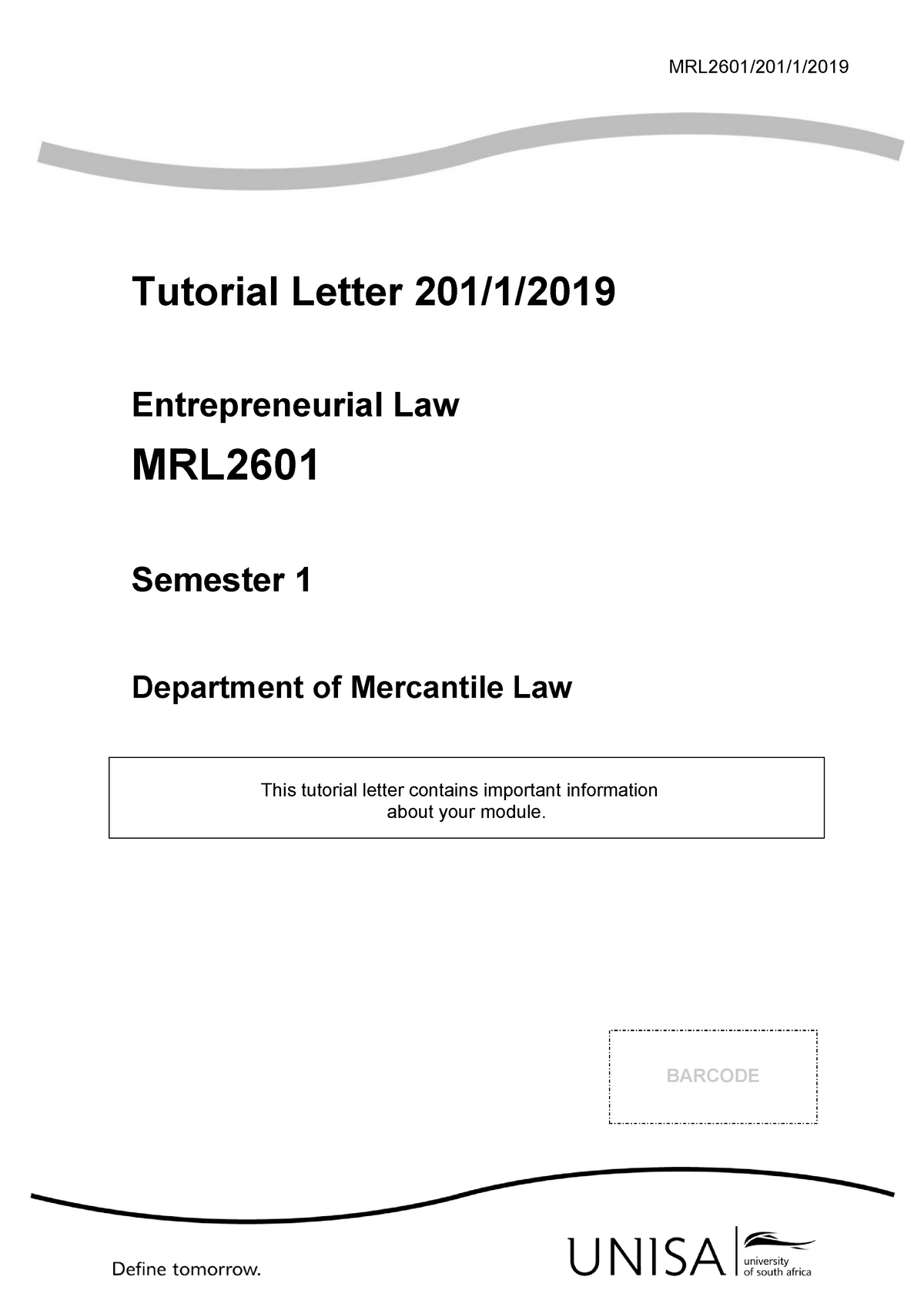 201 2019 1 B - TUTORIAL LETTER 201 - FIRST SEMESTER - MRL2601/201/1 ...