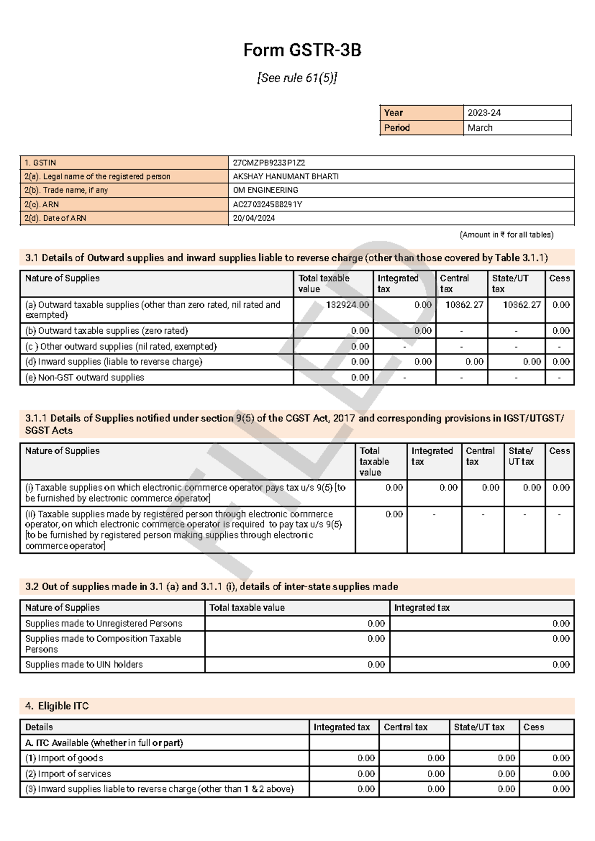 Gst r 3b for reference - Form GSTR-3B [See rule 61(5)] Year 2023 ...