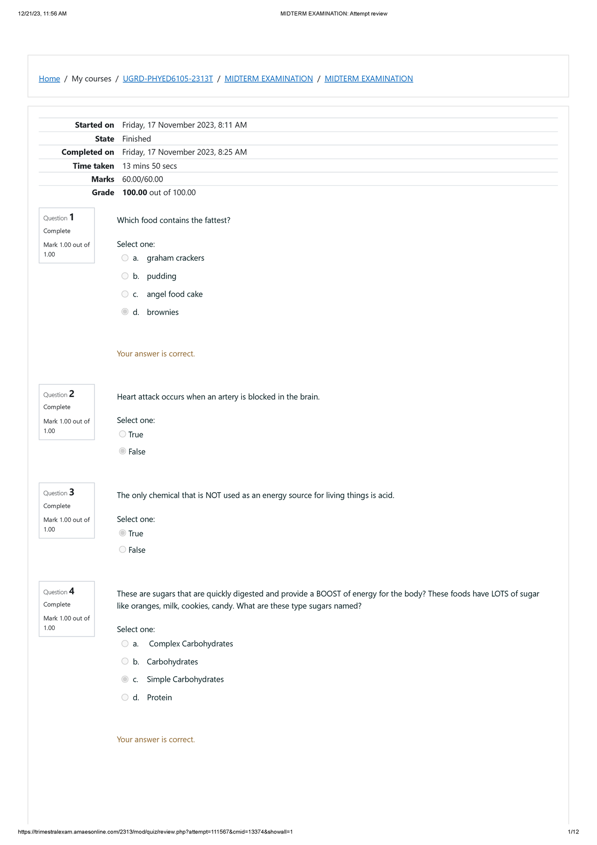 Phyed 6105- Midterm-EXAM - Home / My Courses / UGRD-PHYED6105-2313T ...