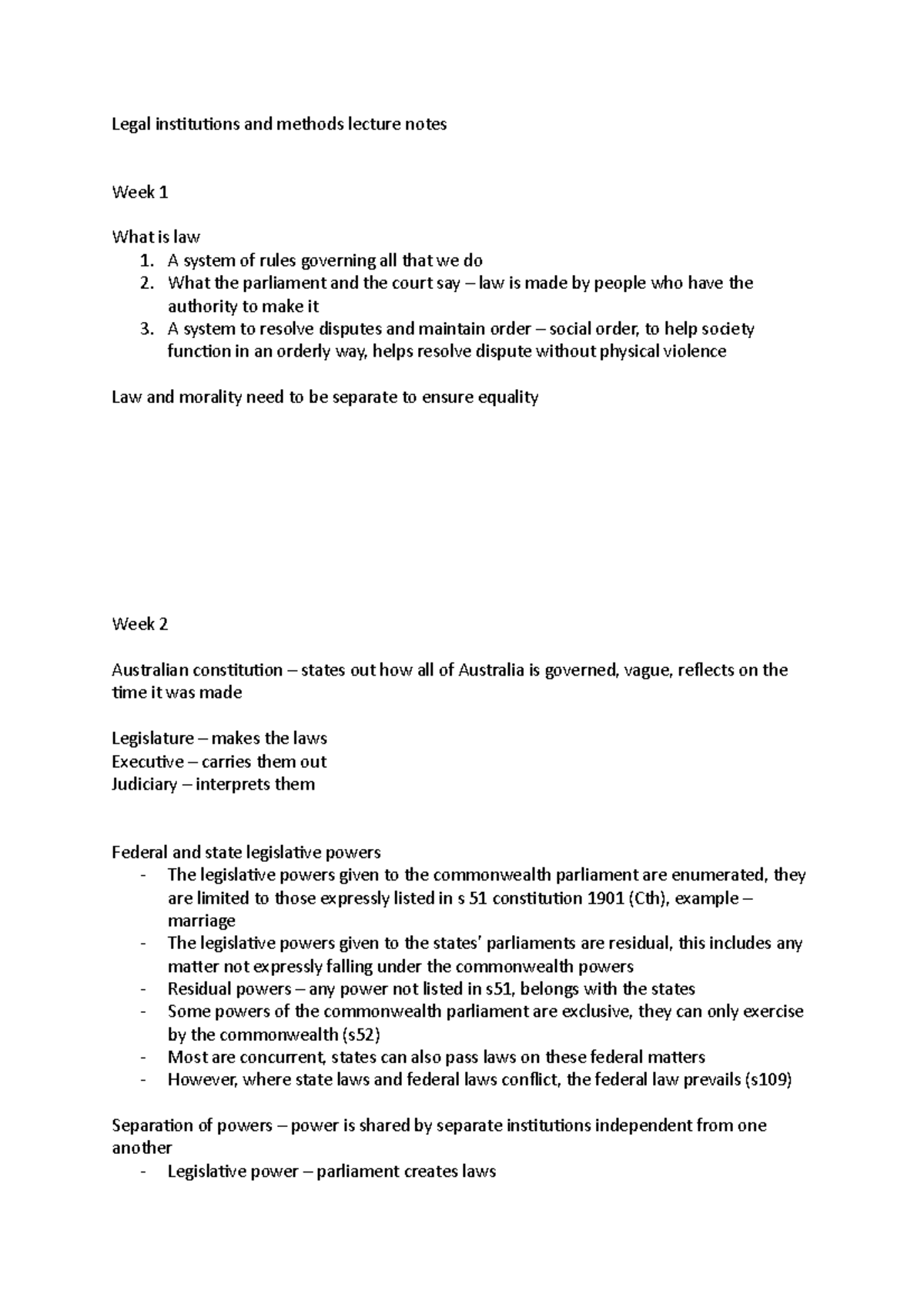 Legal institutions and methods lecture notes A system of rules