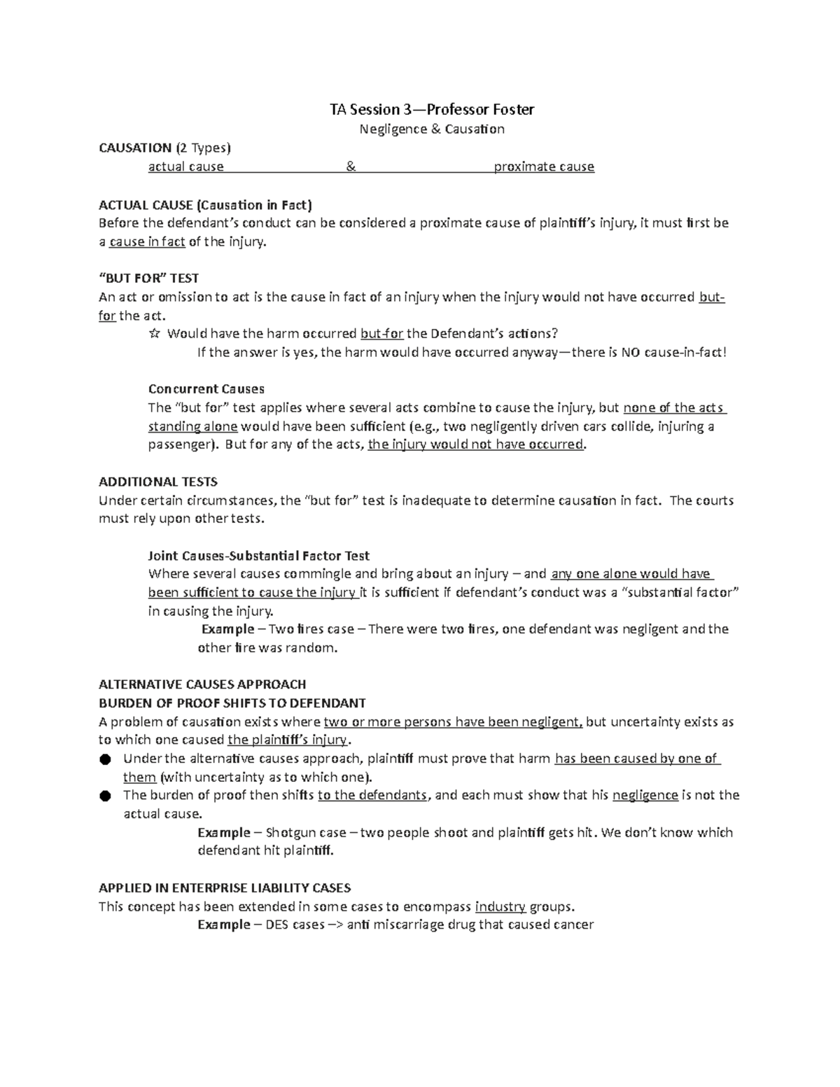 TA Session 3 Causation - Lecture Notes - TA Session 3—Professor Foster ...