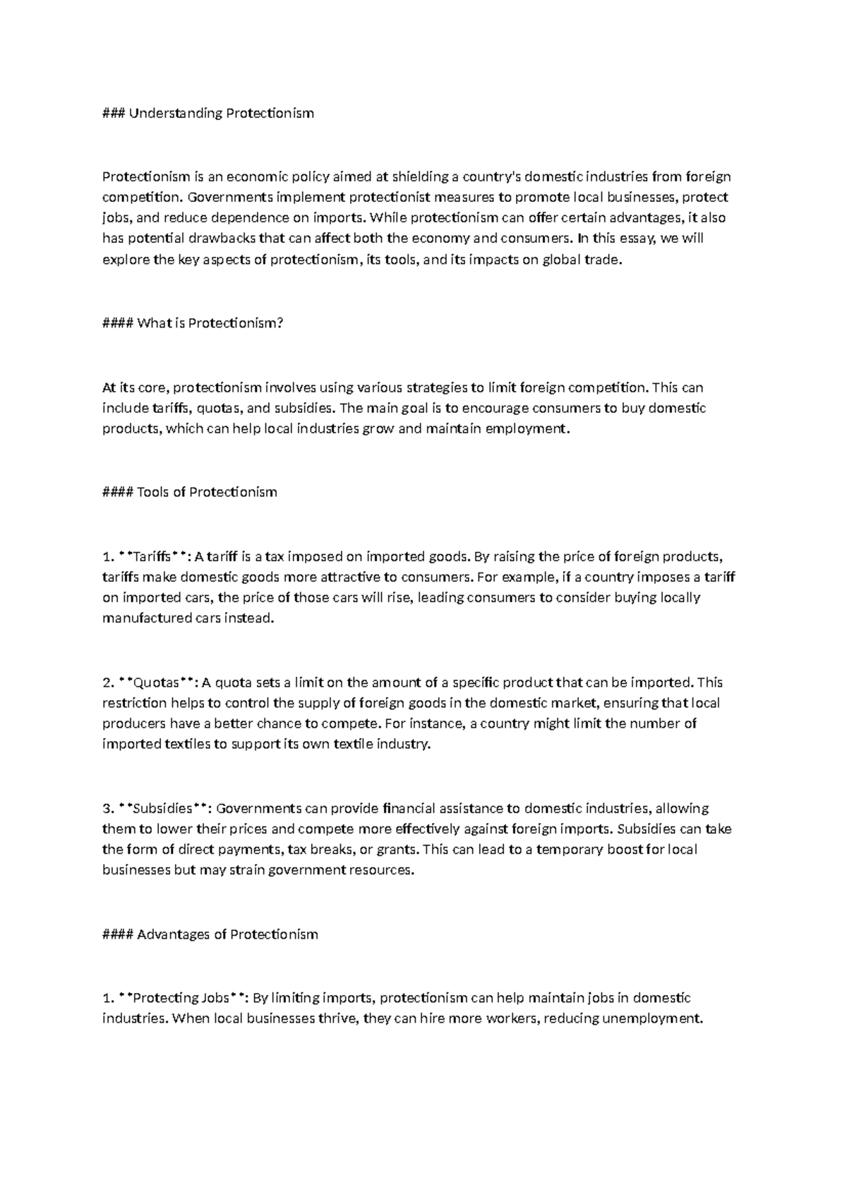 Understanding Protectionism - Understanding Protectionism Protectionism ...