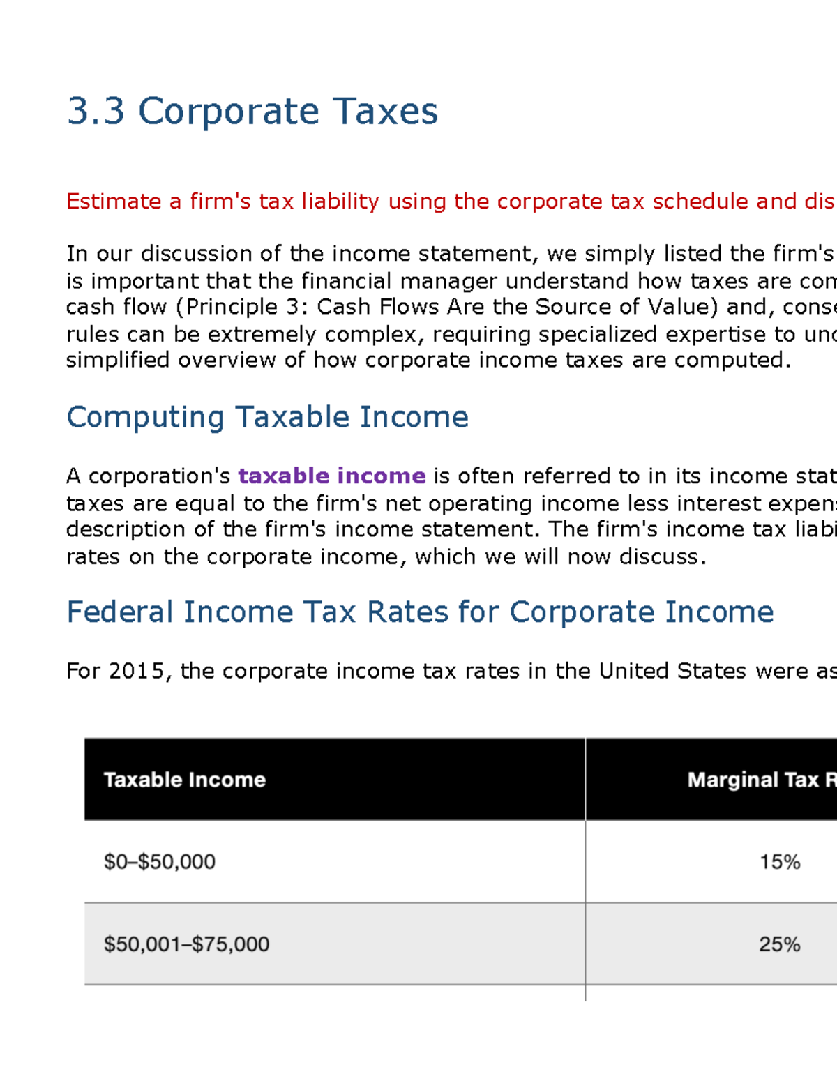 3 3 Corporate Taxes Estimate A Firm s Tax Liability Using The 3 3 Corporate Taxes Estimate A Firm s Tax Liability Using The