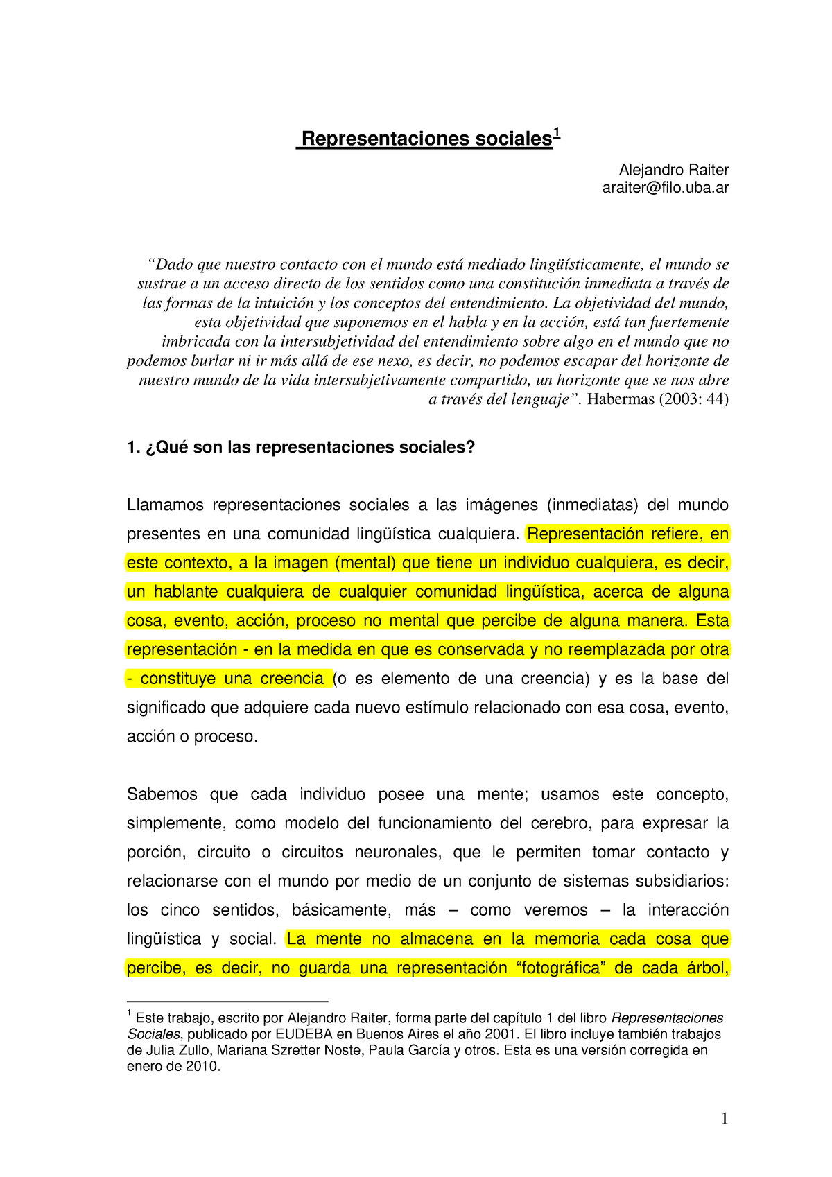 Representaciones Sociales- Raiter - Representaciones Sociales 1 ...