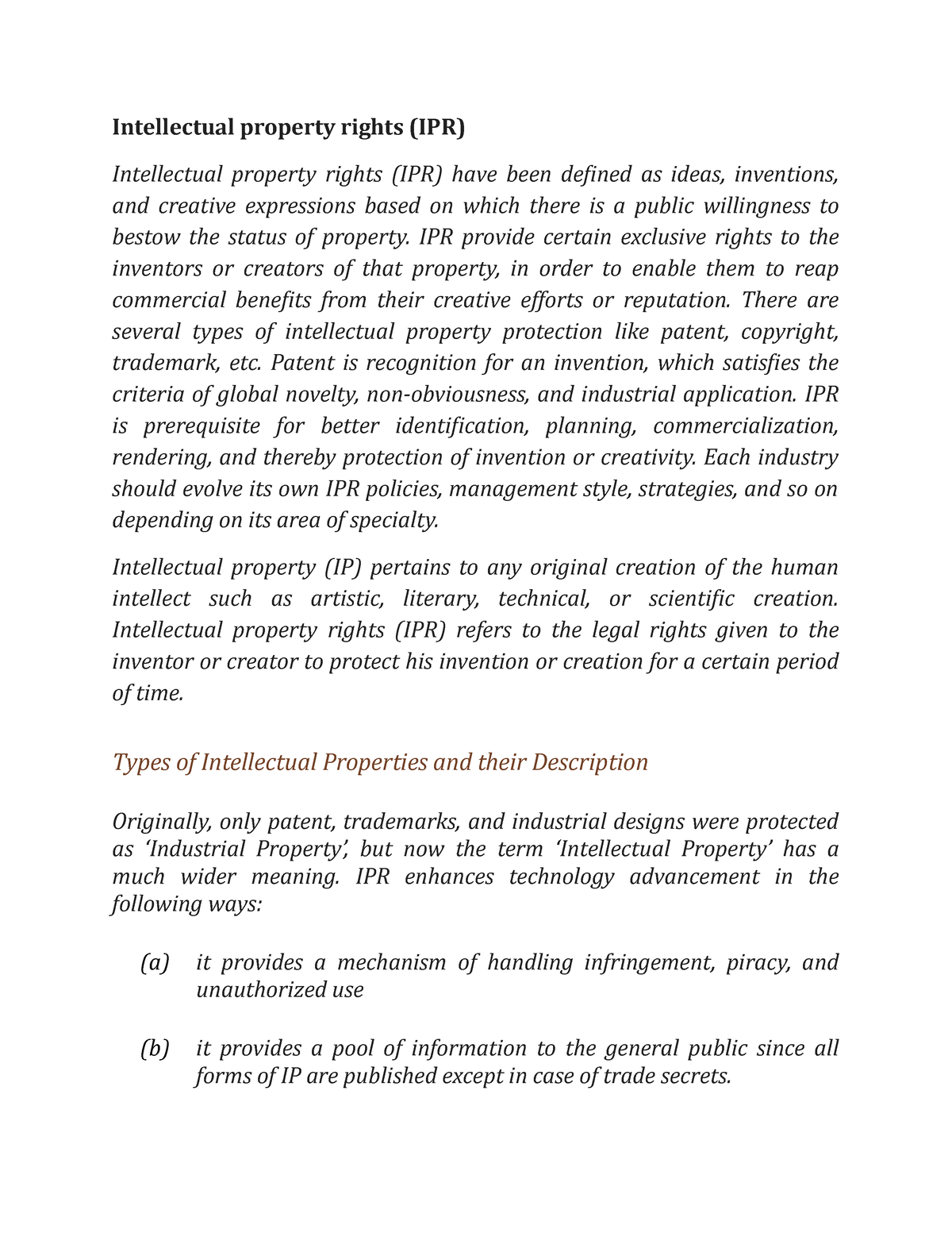 dissertation topics on intellectual property rights