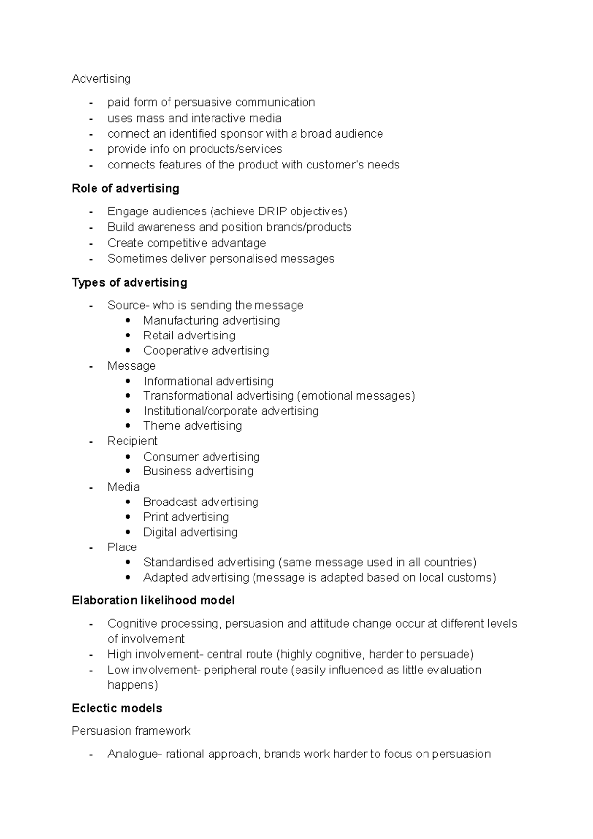 Advertising lecture - Advertising paid form of persuasive communication ...