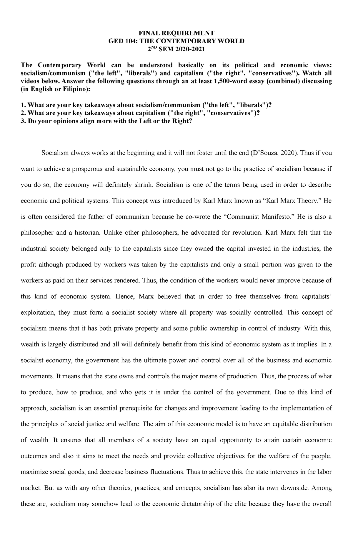 Contempo GED 104 Final Requirement - FINAL REQUIREMENT GED 104: THE ...