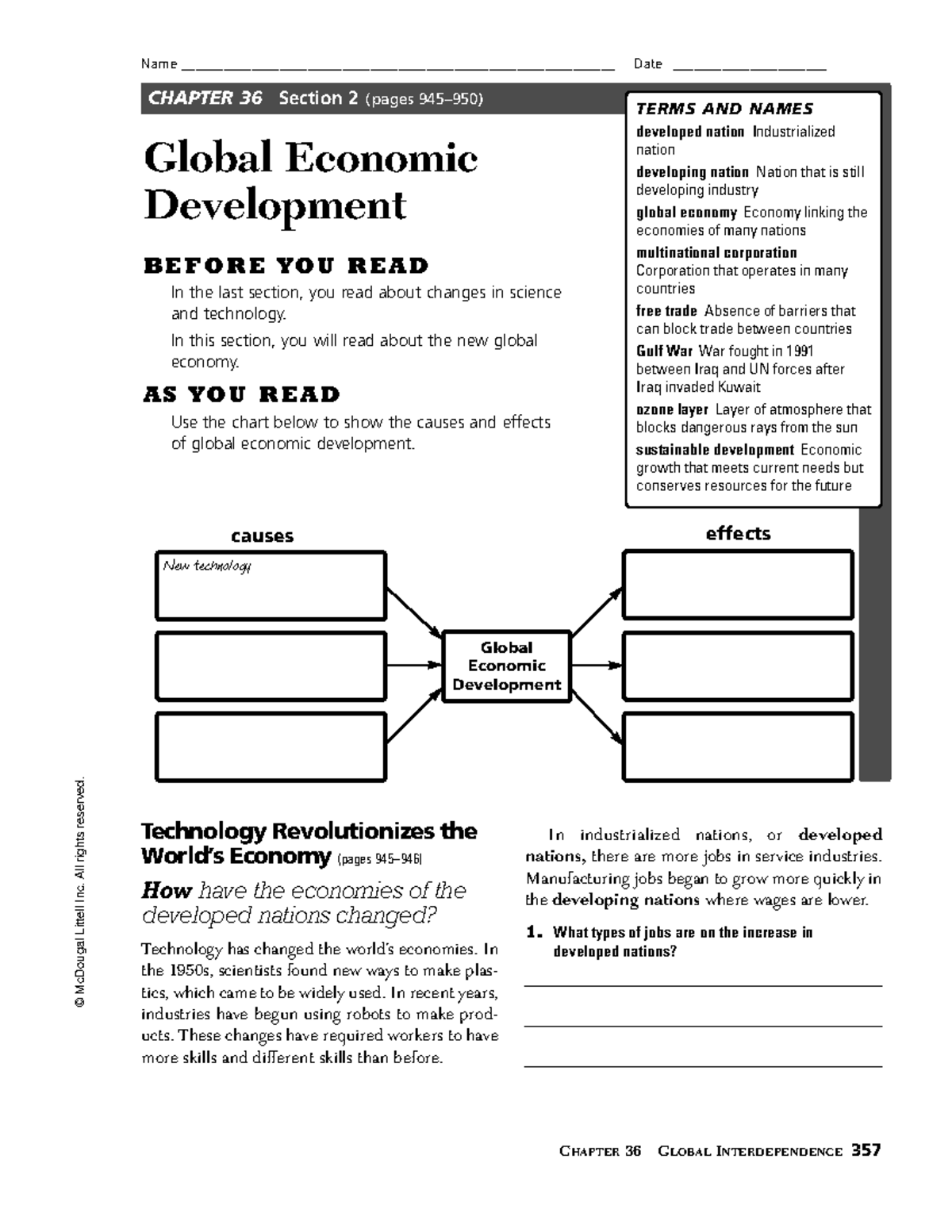 Global Economic Development © McDougal Littell Inc. All rights