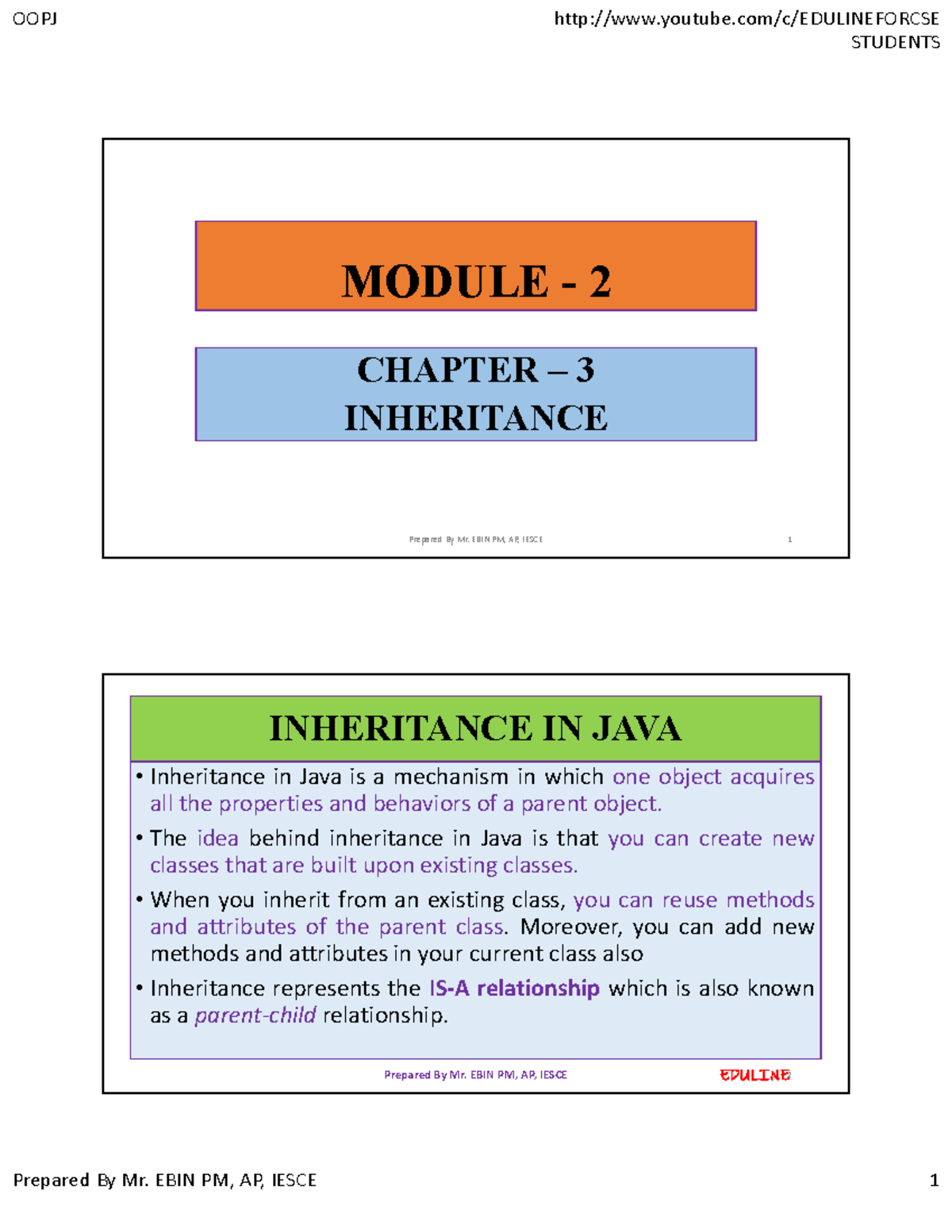Module-2-chapter-3-inheritance in java - STUDENTS MODULE - 2 CHAPTER ...
