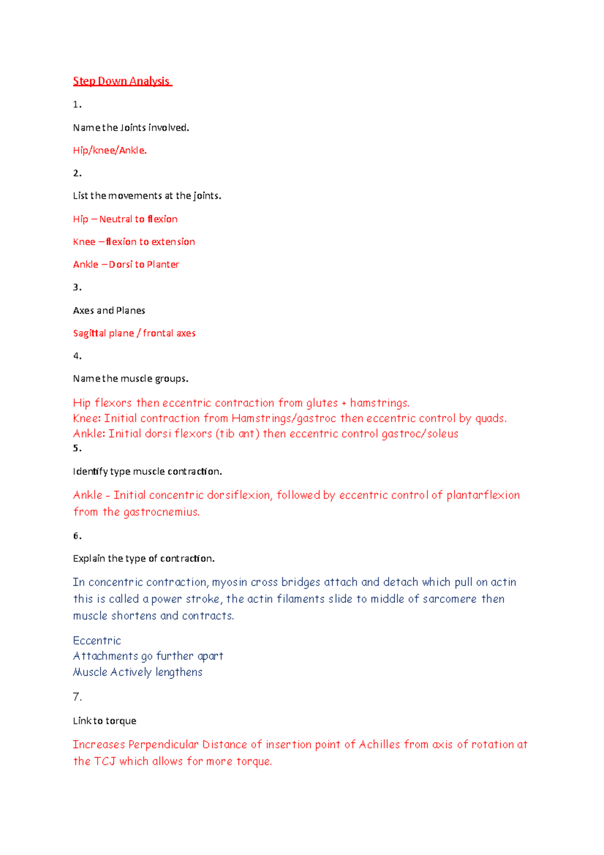 Step down Step down analysis, exercise and bio Step Down Analysis 1