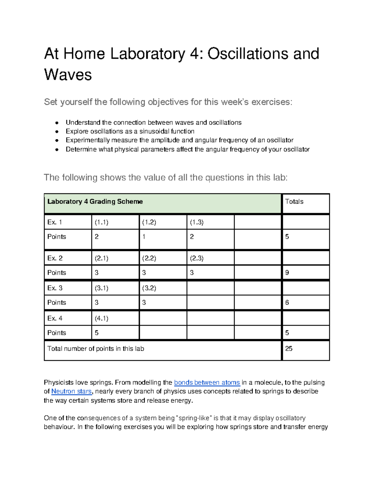 Lab 4 Instructions F21 lab At Home Laboratory 4 Oscillations and