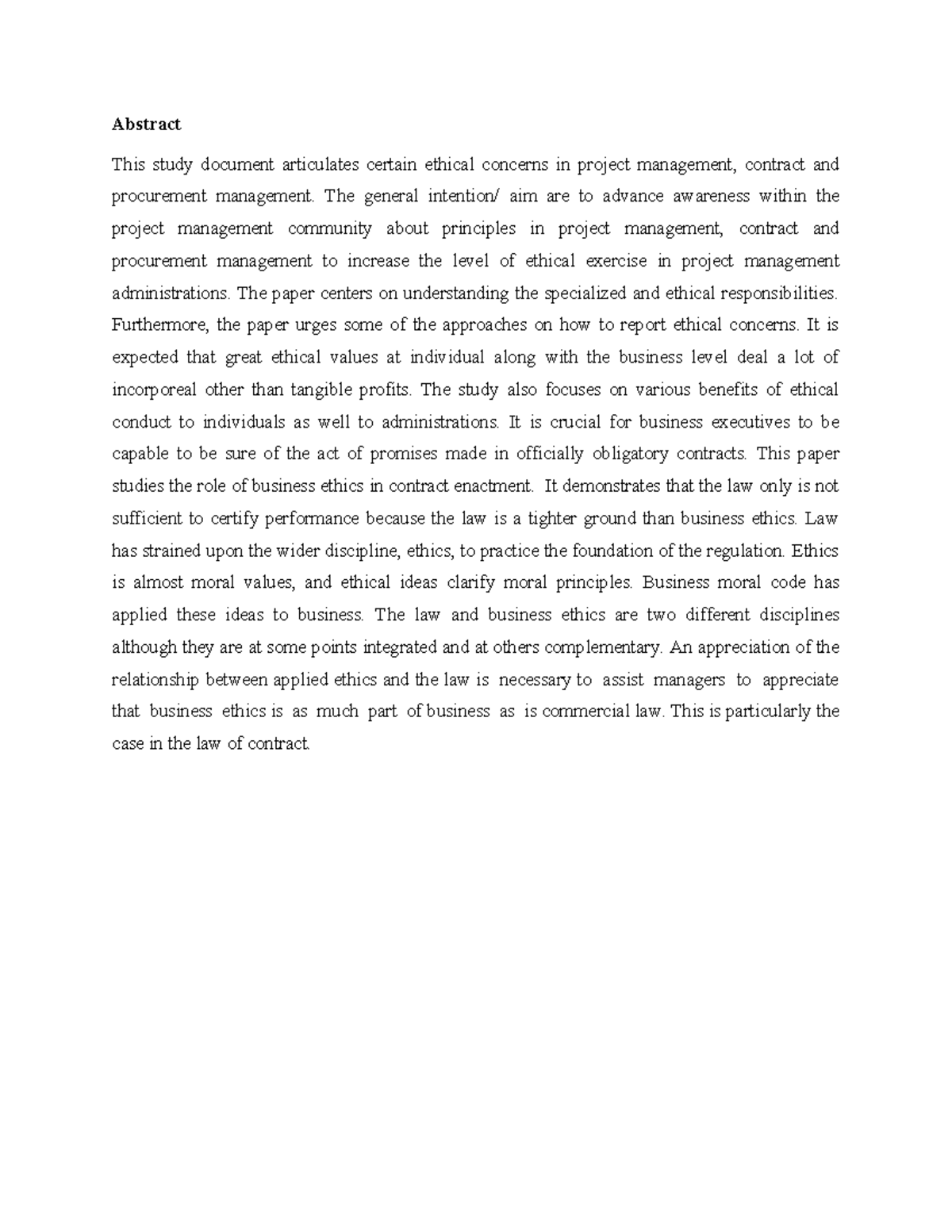 Article review of procuremenet and contract management - Abstract This ...