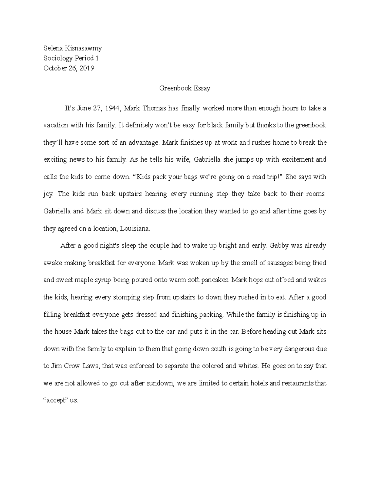 essay about the green book