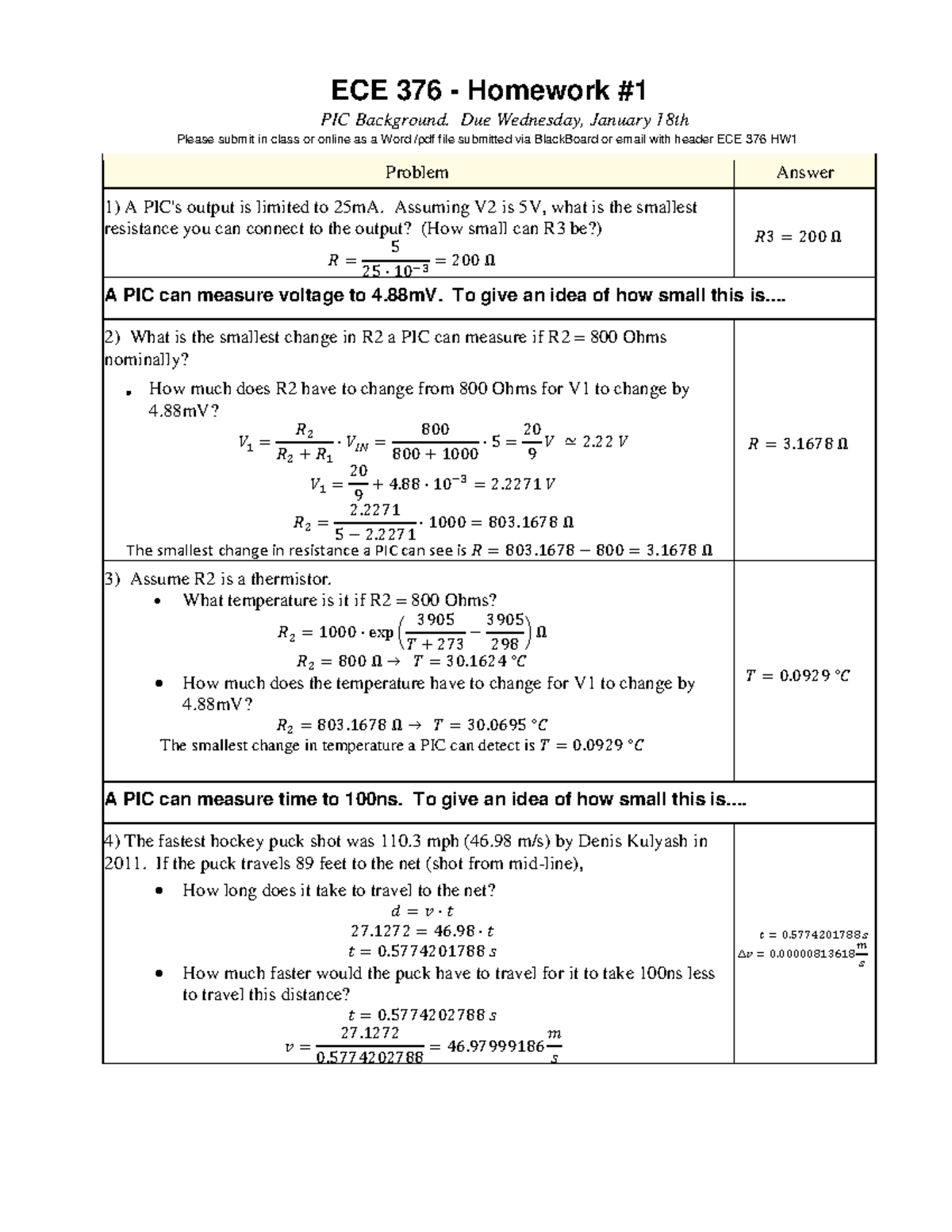 Homework 01 - ECE 376 - Homework PIC Background. Due Wednesday, January ...