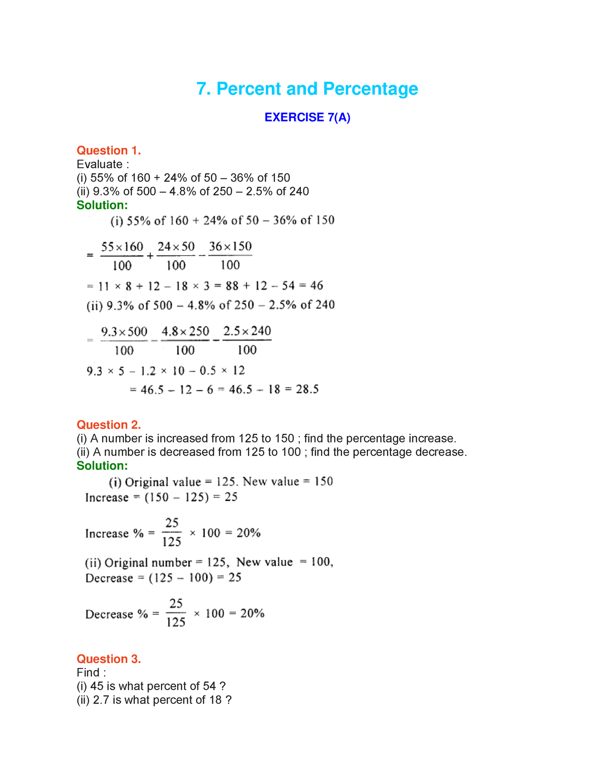 Percent And Percentage - Ncertbooksolutions 7. Percent And Percentage ...