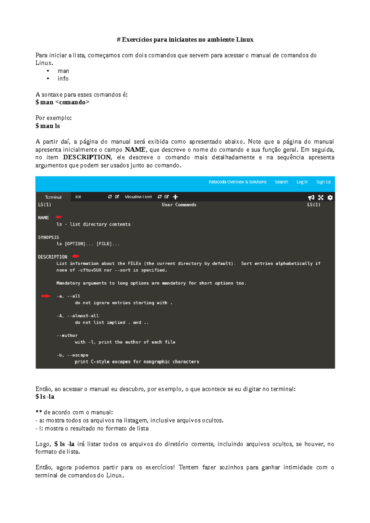 Linux lista 1 - TRABALHO - Exercícios para iniciantes no ambiente Linux ...