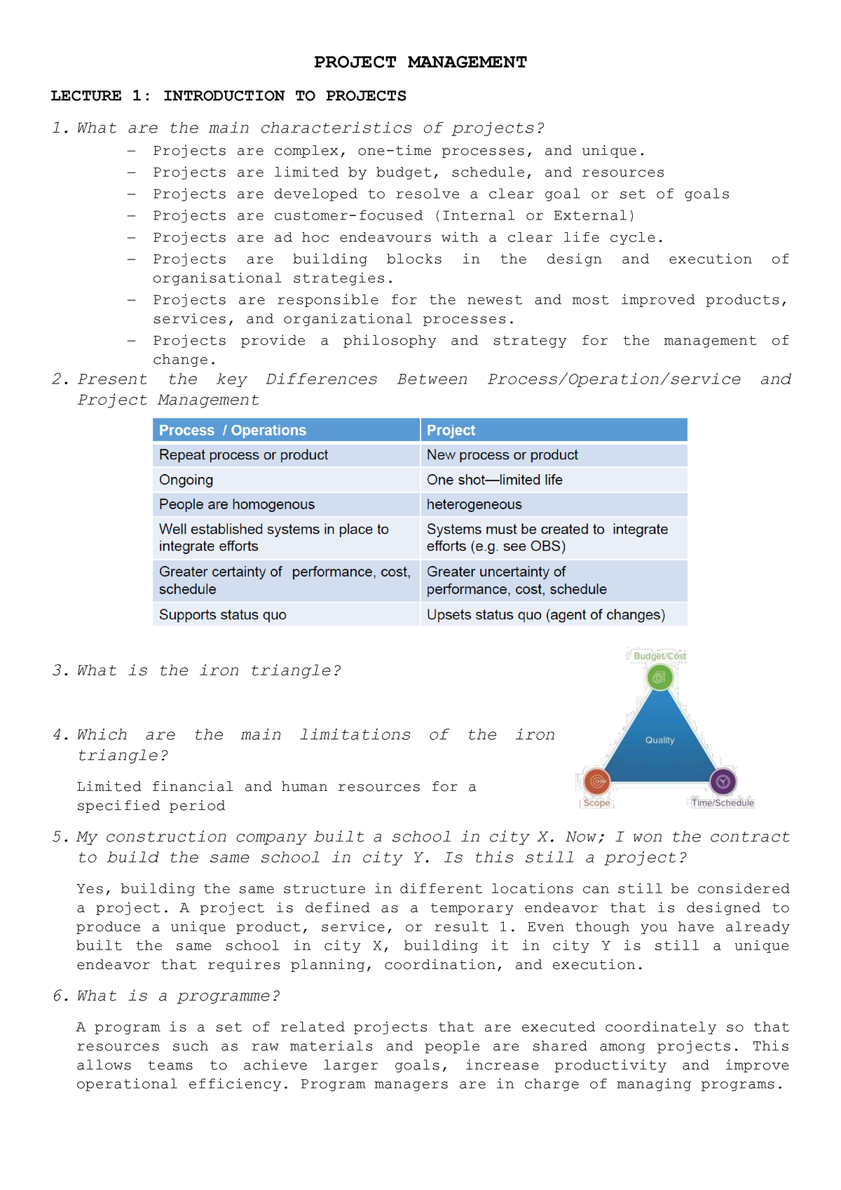 Project Management Questions - PoliMi - Studocu