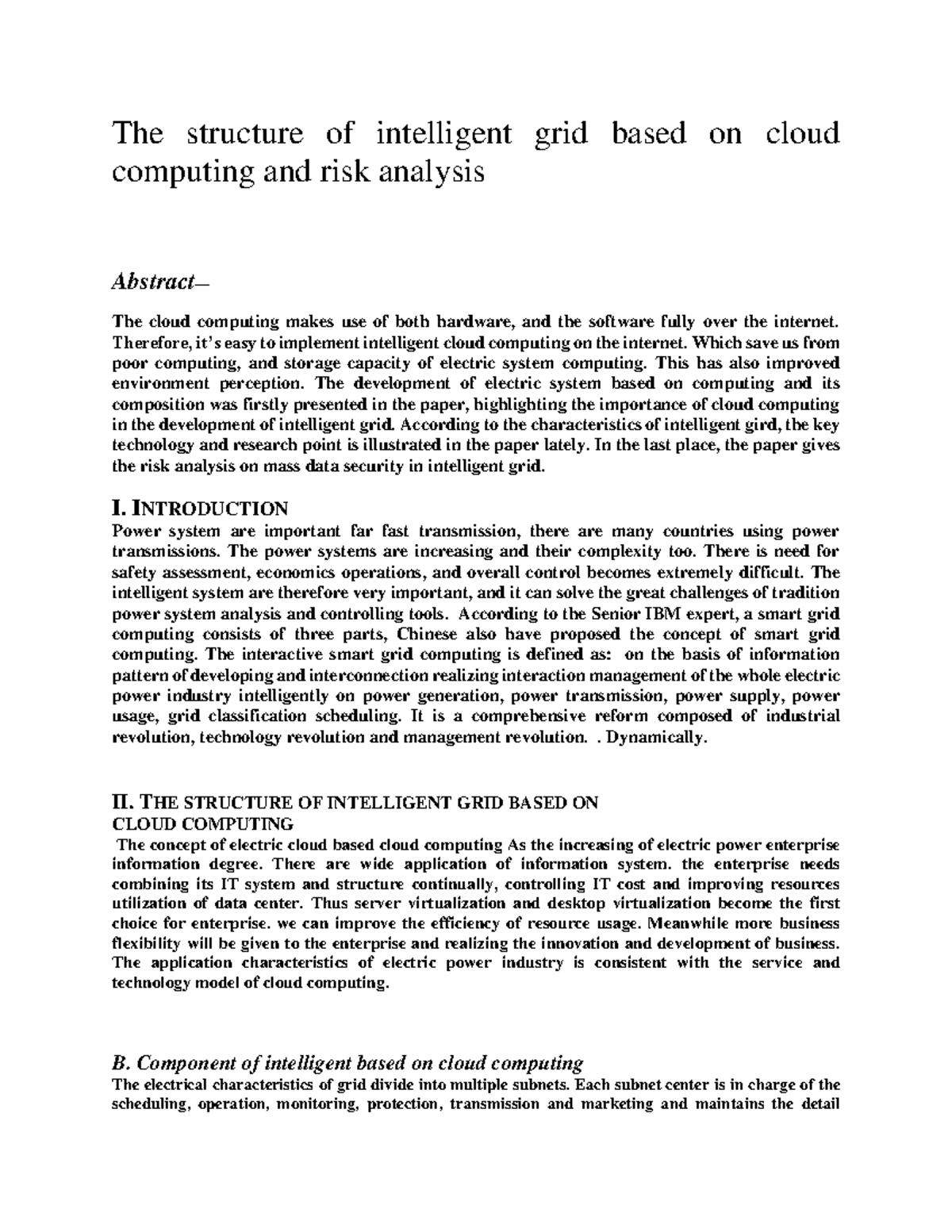 Summary cloud computing - The structure of intelligent grid based on ...
