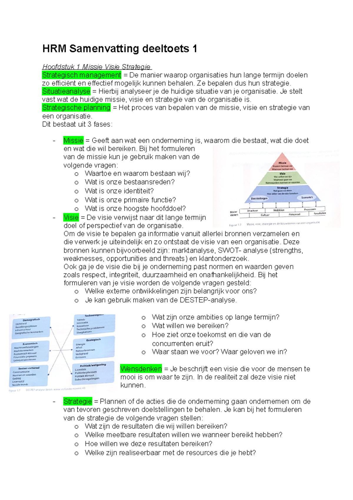 HRM Samenvatting Deeltoets 1 - Ze Bepalen Dus Hun Strategie ...