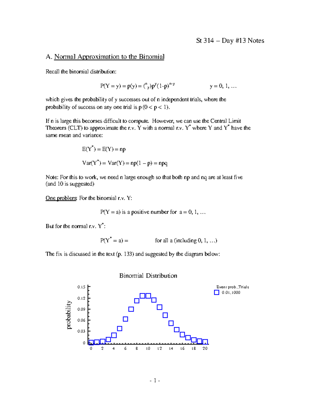 Day 13 notes Introduction to Statistics for Engineers - St 314 – Day ...