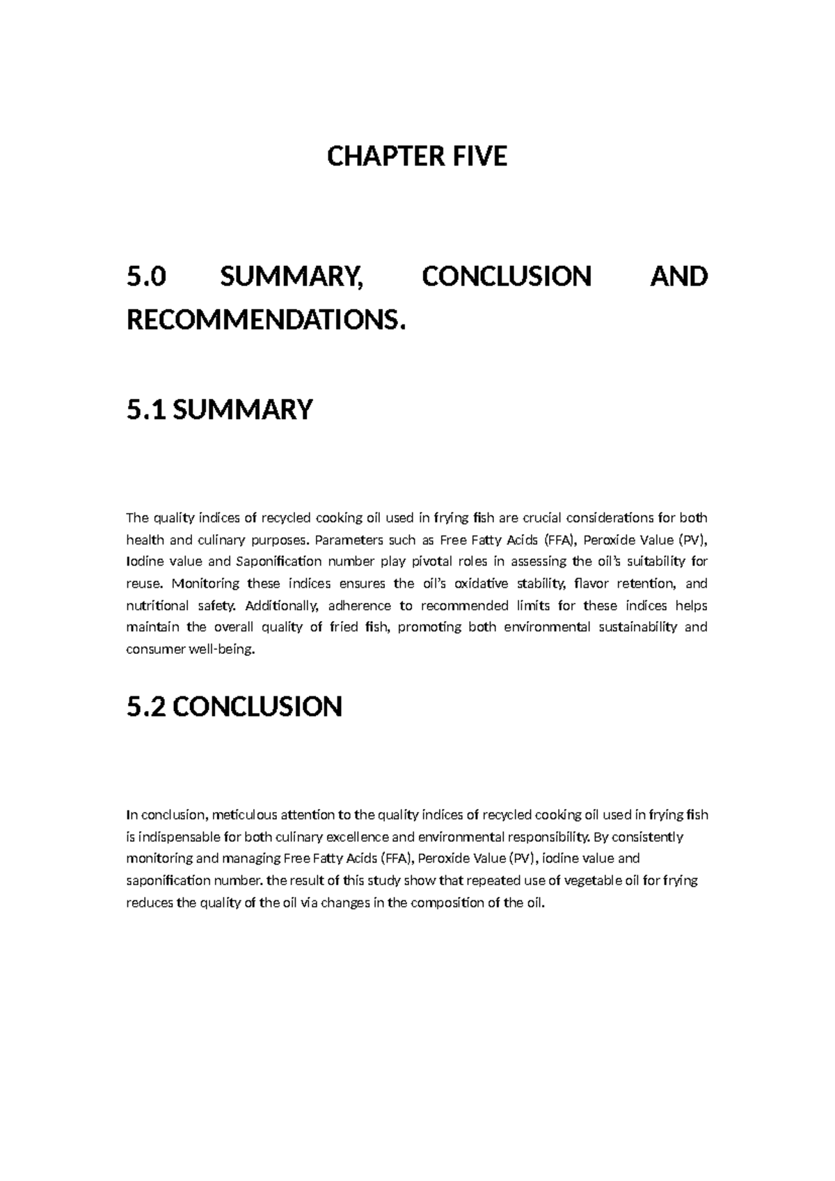 Chapter FIVE - fsaf - CHAPTER FIVE 5 SUMMARY, CONCLUSION AND ...