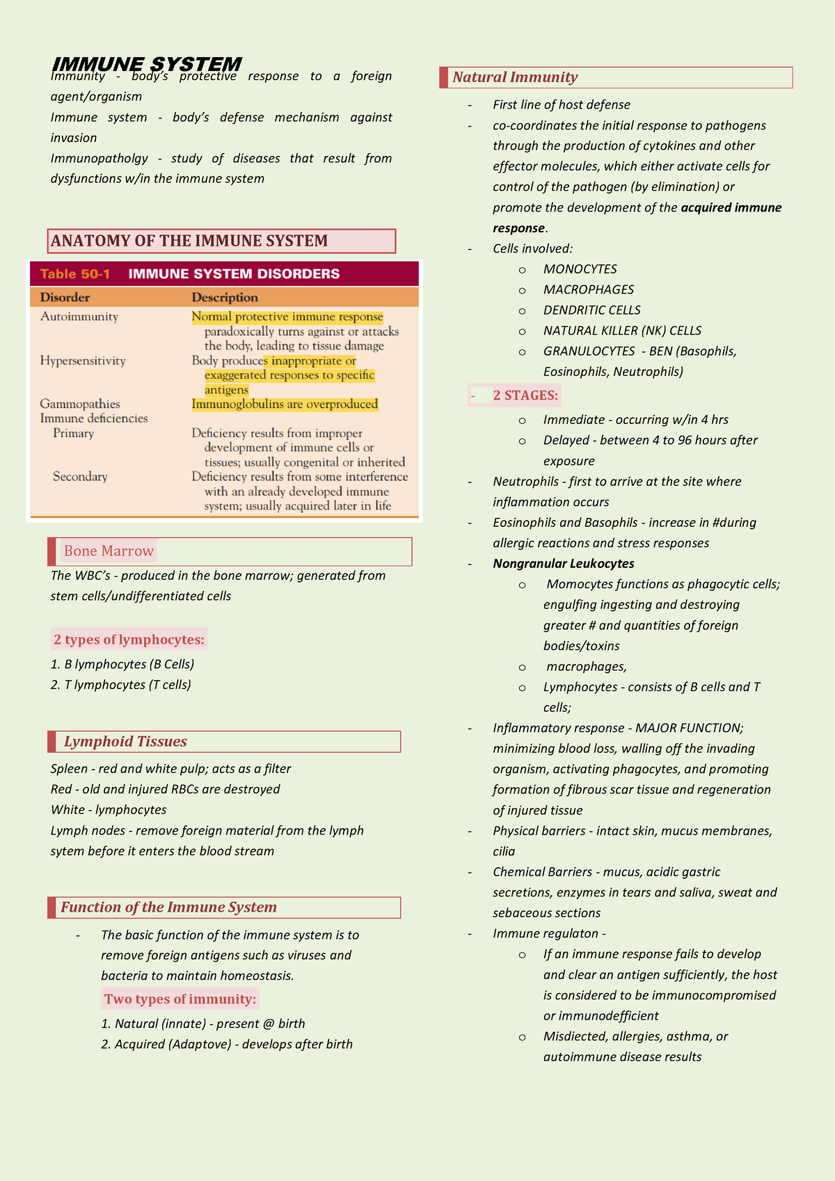 Immuneee - medsurg - IMMUNE SYSTEMImmunity - body’s protective response ...