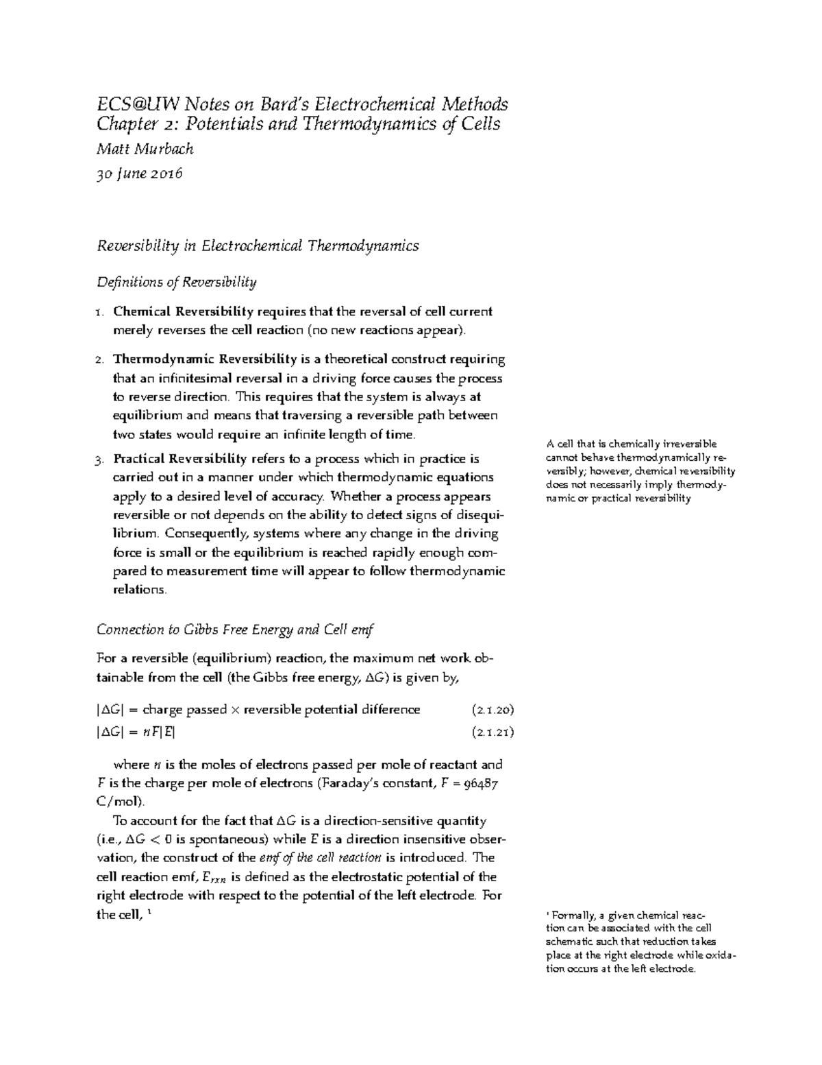 ECS UW Notes Ch 2 Bard sda ECSUW Notes on Bard’s Electrochemical