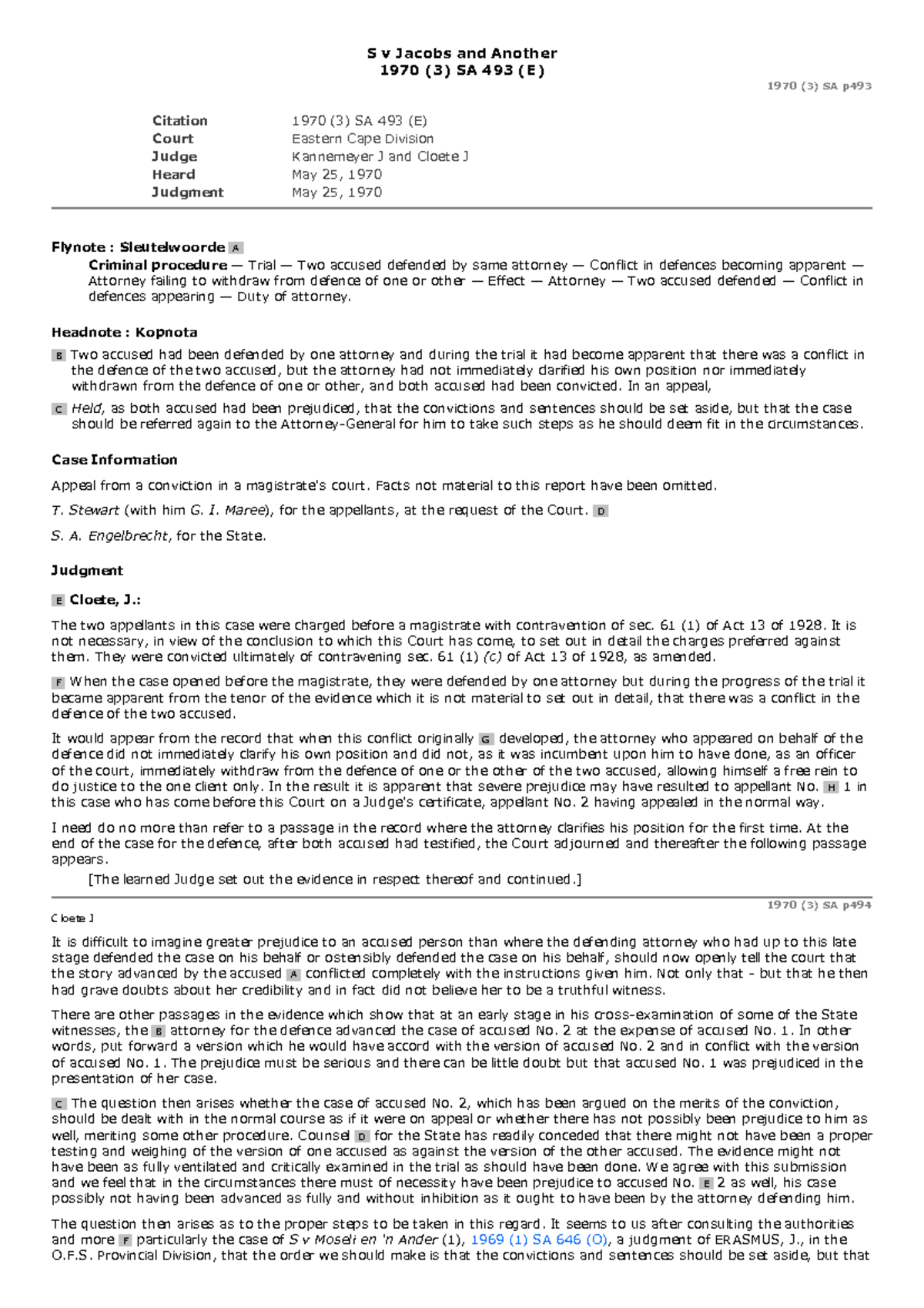 S v Jacobs [Conflict of Interest between Two Clients - S v Jacobs and ...