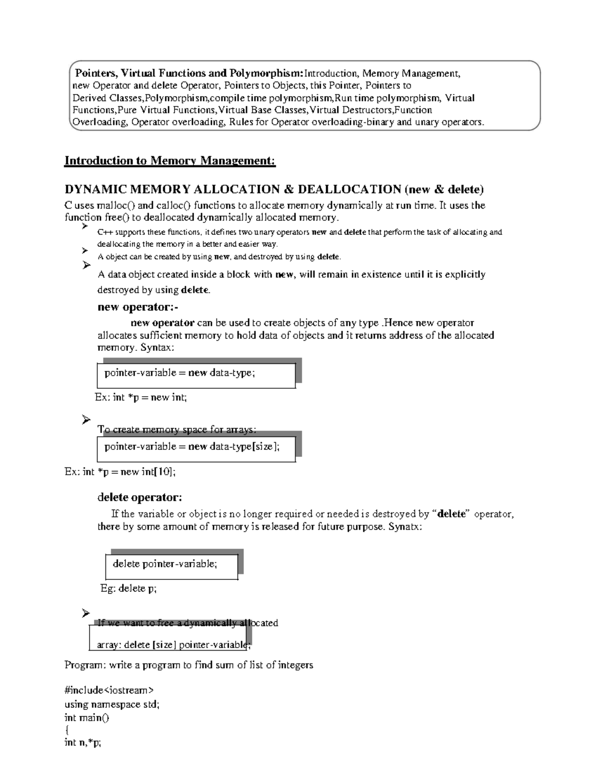 Pointers, Virtual Functions and Polymorphism in c++ - UNIT - Pointers ...