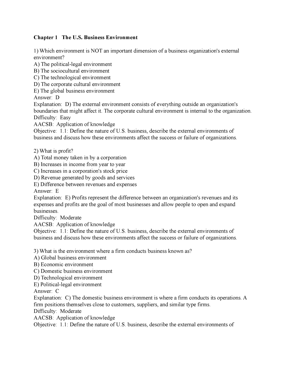 case study questions on business environment