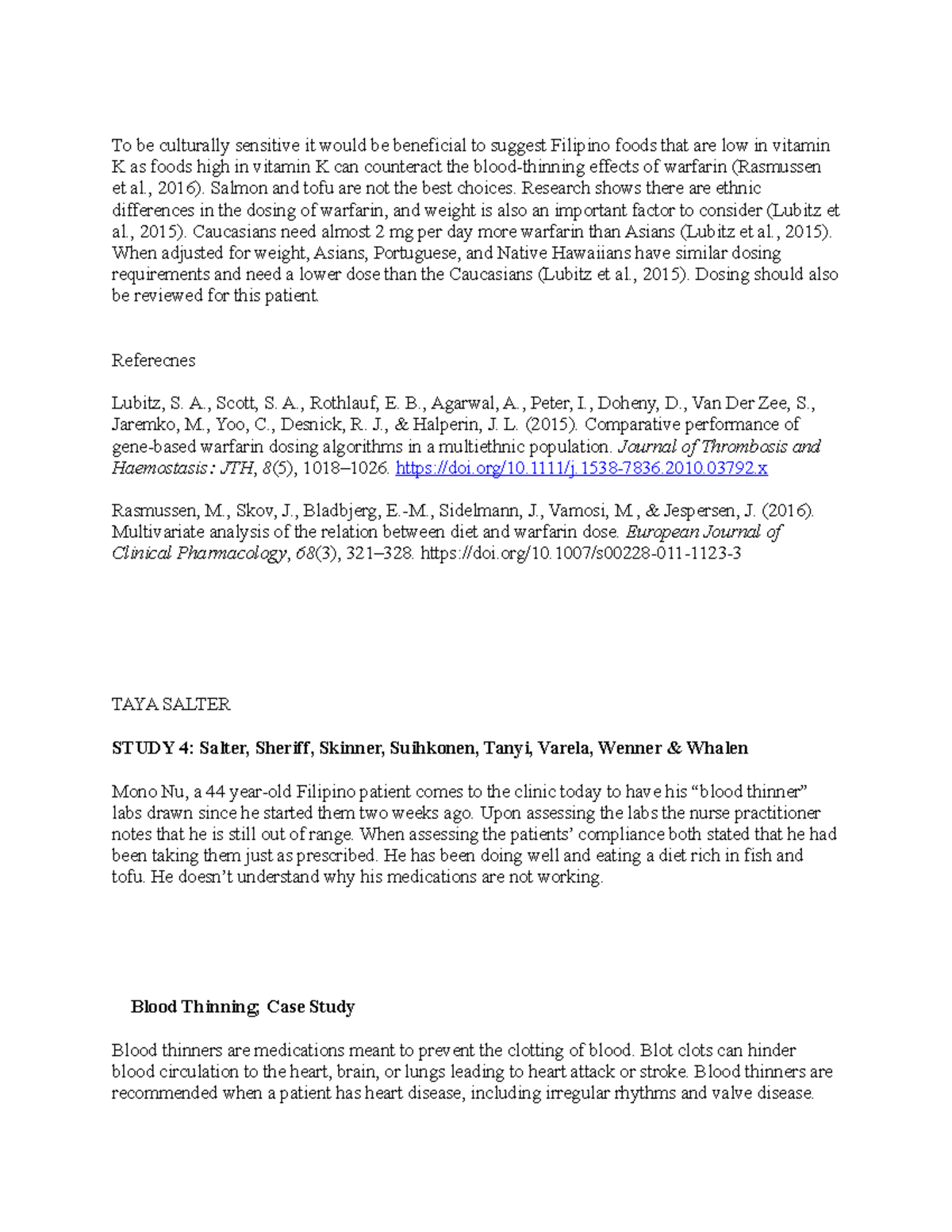 Blood thinner paper NURS 6512 Walden Studocu