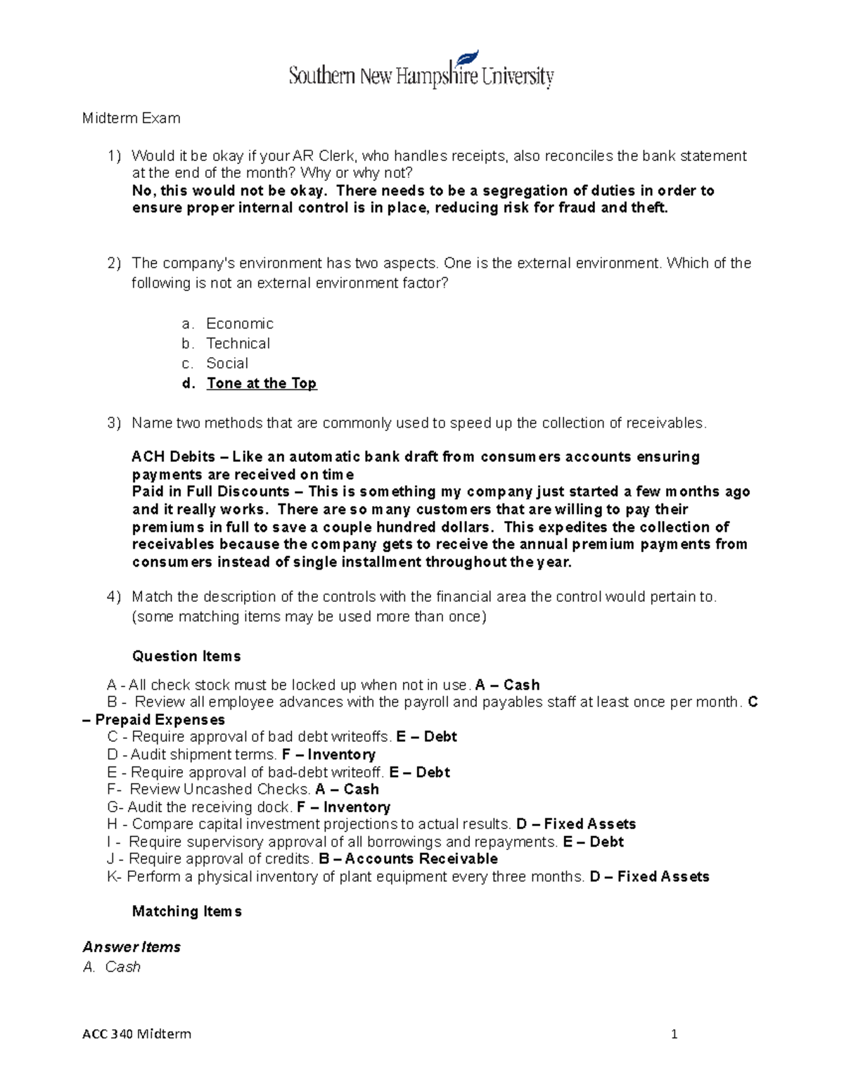 ACC 340 ACC 340 Midterm - Midterm Exam Would It Be Okay If Your AR ...