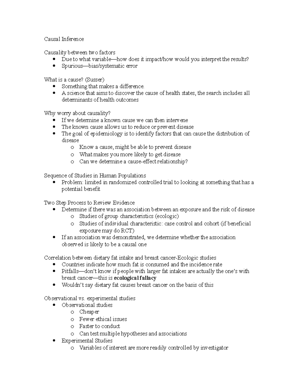 Epi; Wk 9; Nieves - Detailed lecture notes - Causal Inference Causality ...
