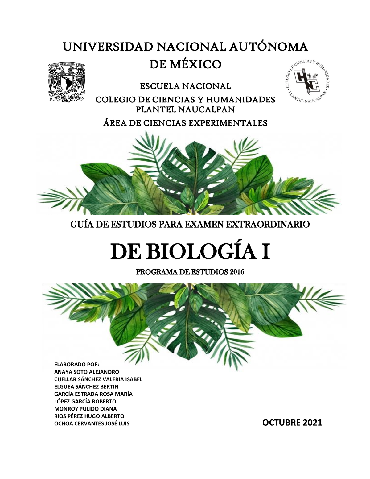 Biologia I (PLAN 2016 ) - UNIVERSIDAD NACIONAL AUT”NOMA DE M.. ESCUELA ...