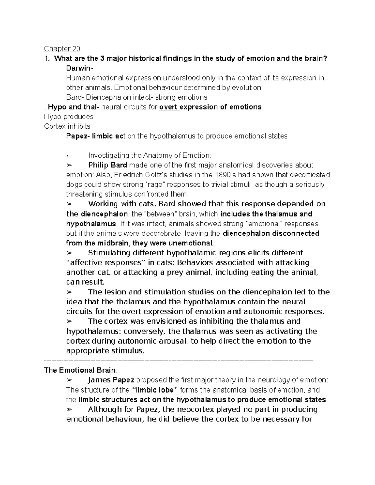 Chapter 20 Emotion - Summary Fundamentals of Human Neuropsychology ...