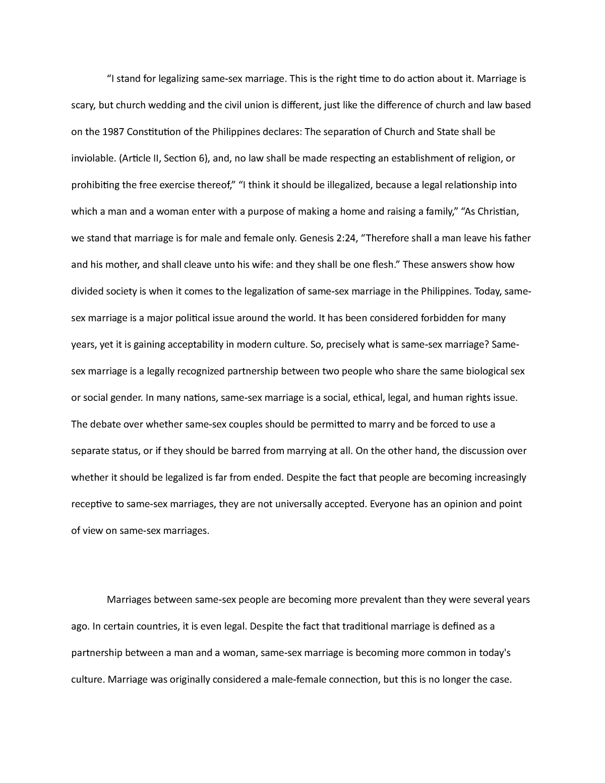 persuasive essay about same sex marriage in the philippines