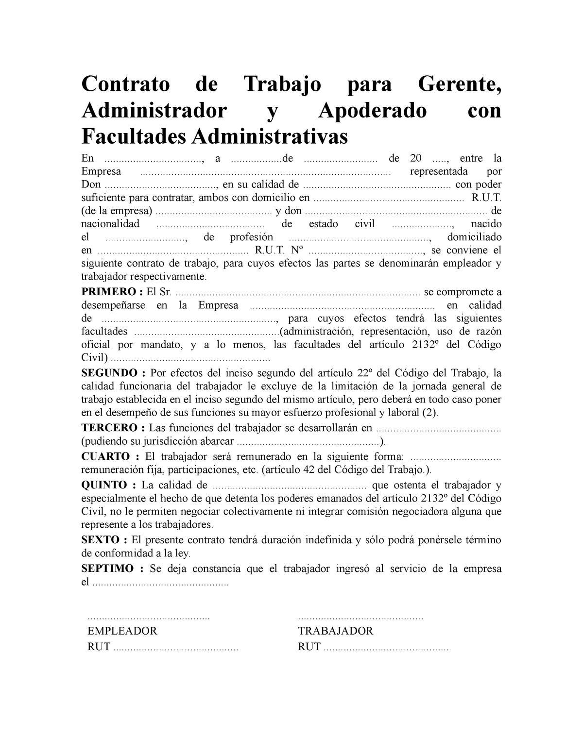 347123154 Contrato de Trabajo Para Gerente Administrador y Apoderado ...