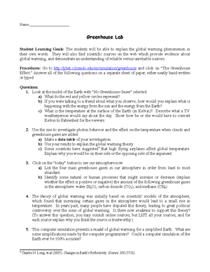 Phet greenhouse Effect lab 2+Lab report Chemistry 2nd Semester - Name: Greenhouse Lab Student - Studocu phet-greenhouse-effect-lab-2-lab-report-chemistry-2nd-semester-name-greenhouse-lab-student-studocu
