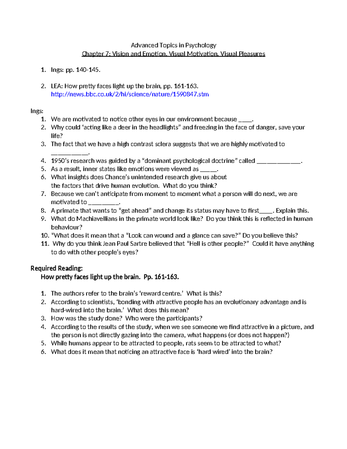 Psych Vis Questions Chapters 7-11 - Advanced Topics in Psychology ...