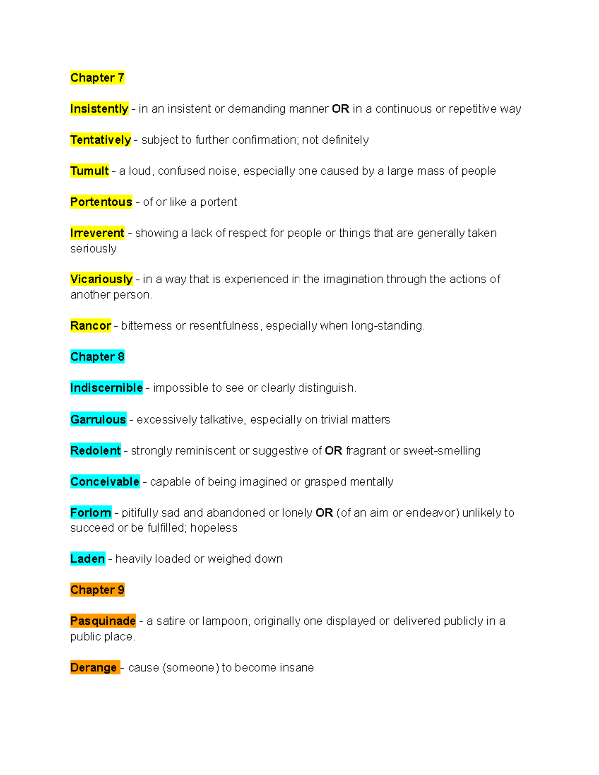 Chapter 7-9 The Great Gatsby Vocab - Chapter 7 Insistently - in an ...