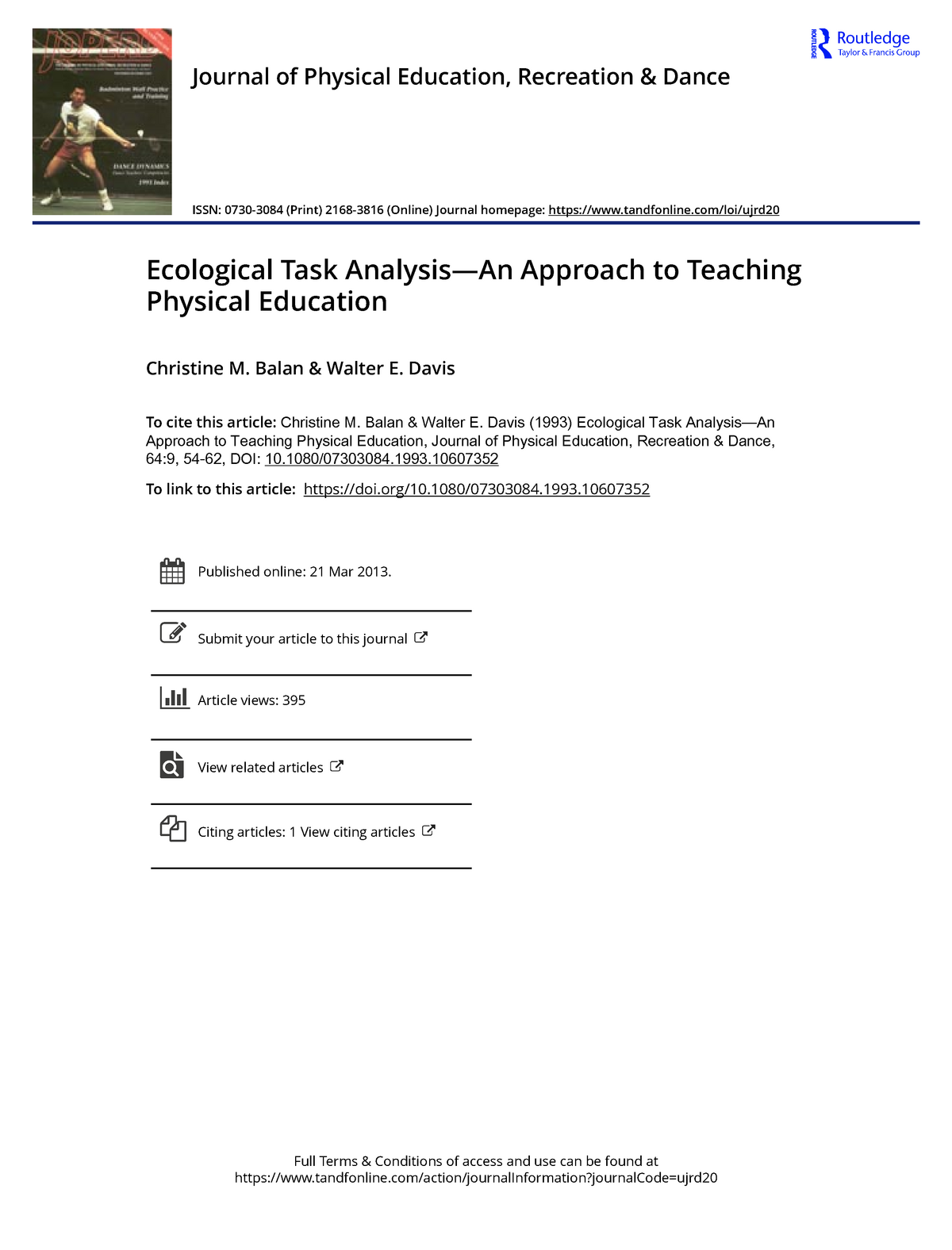 task analysis in physical education